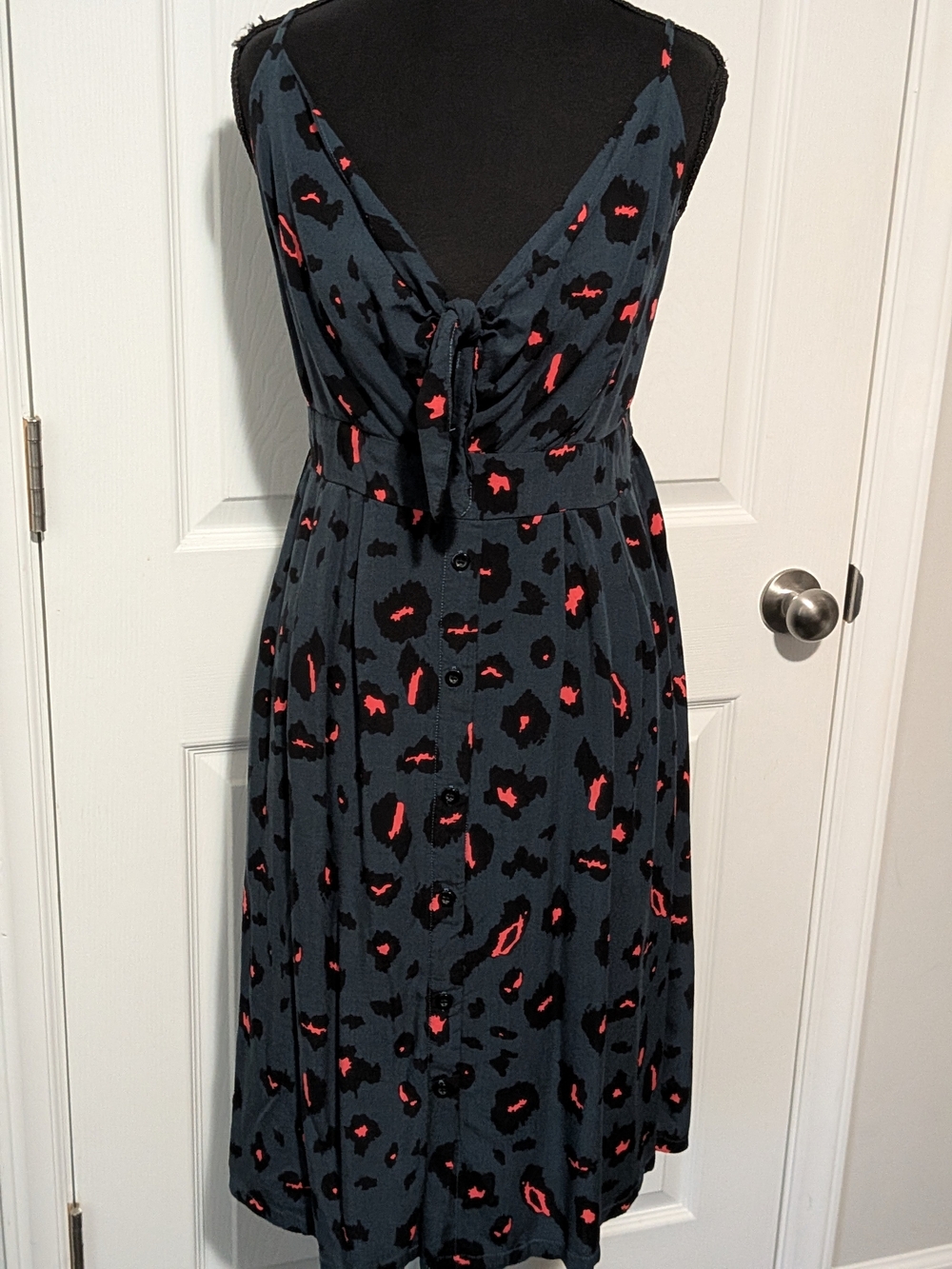 Ecowish Dress Blue Pink Black Leopard Sz Large EUC
